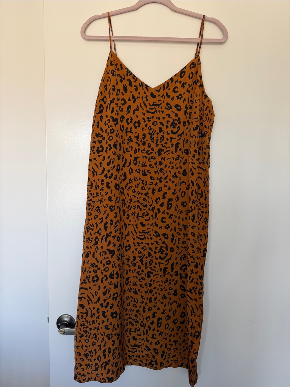 Madewell Rust Leopard Maxi Dress, 100% silk.